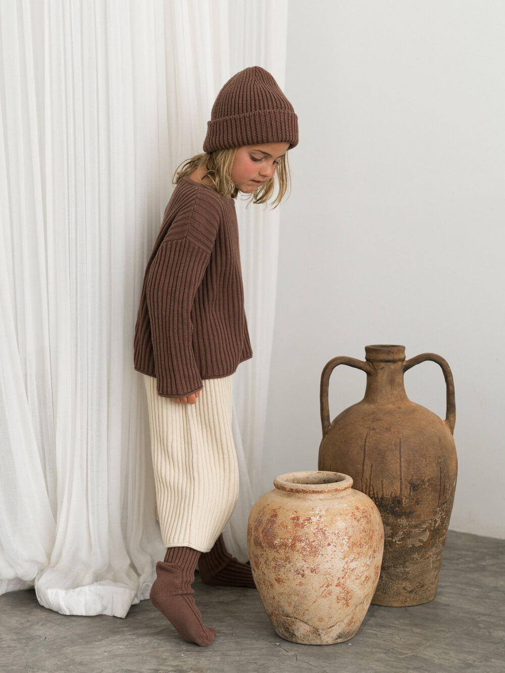 Essential Organic Ribbed Knit Jumper - Cocoa