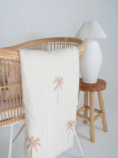 Seaka Boo Cotton Filled Cot Quilt - Nude Palms | The Scouted co.
