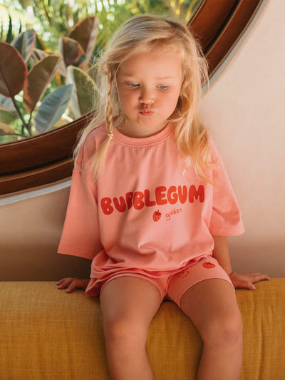 Bubblegum Mid Sleeve Tee - Pink Icing