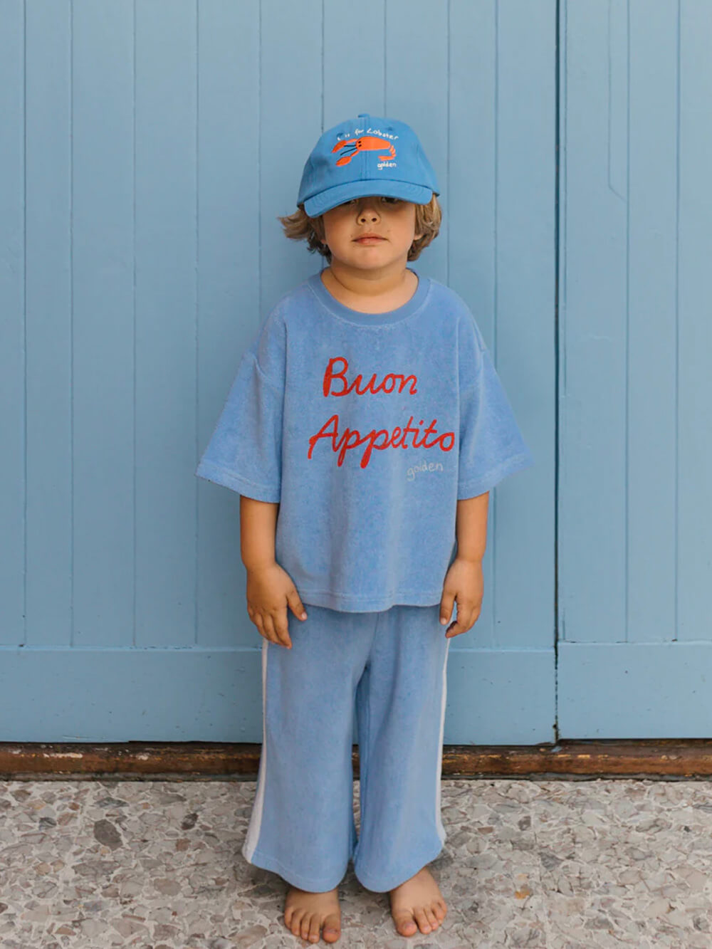 Buon Appetito Mid Sleeve Tee - Pool Blue