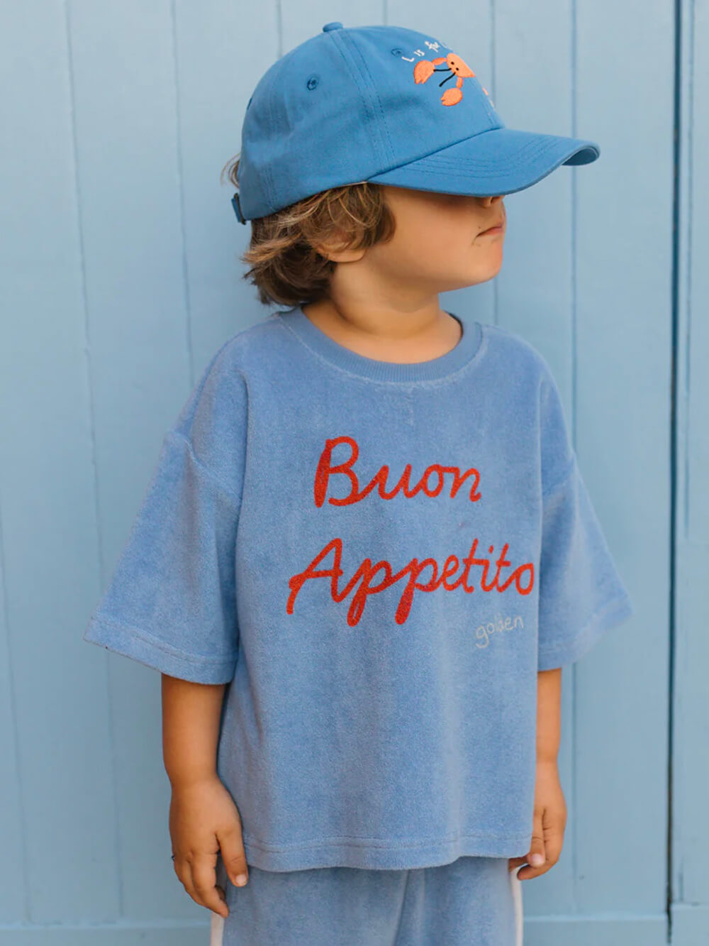 Buon Appetito Mid Sleeve Tee - Pool Blue