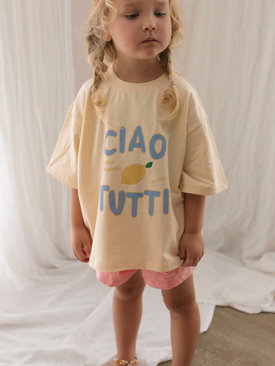 Ciao Tutti Limone Mid Sleeve Tee - Vanilla Parfait