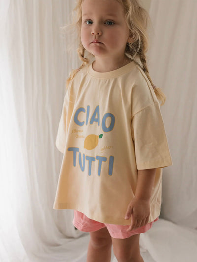 Ciao Tutti Limone Mid Sleeve Tee - Vanilla Parfait