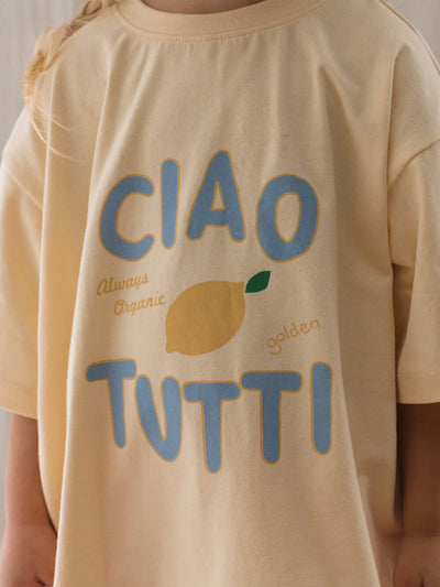 Ciao Tutti Limone Mid Sleeve Tee - Vanilla Parfait
