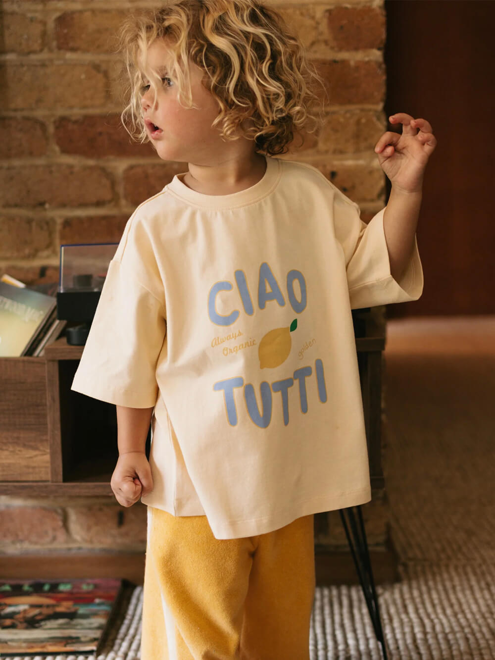 Ciao Tutti Limone Mid Sleeve Tee - Vanilla Parfait