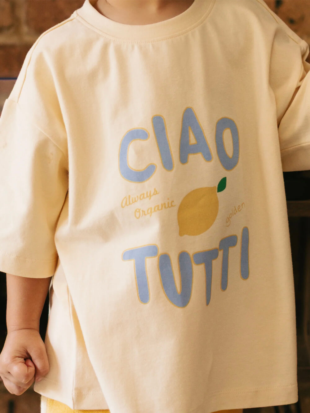 Ciao Tutti Limone Mid Sleeve Tee - Vanilla Parfait