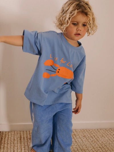 Lobster Mid Sleeve Tee - Pool Blue