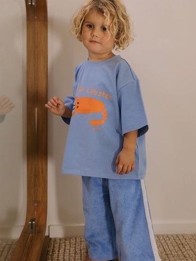 Lobster Mid Sleeve Tee - Pool Blue
