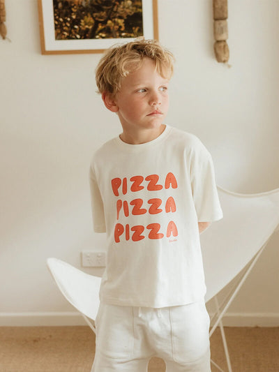 Pizza Mid Sleeve Tee - Eggnog