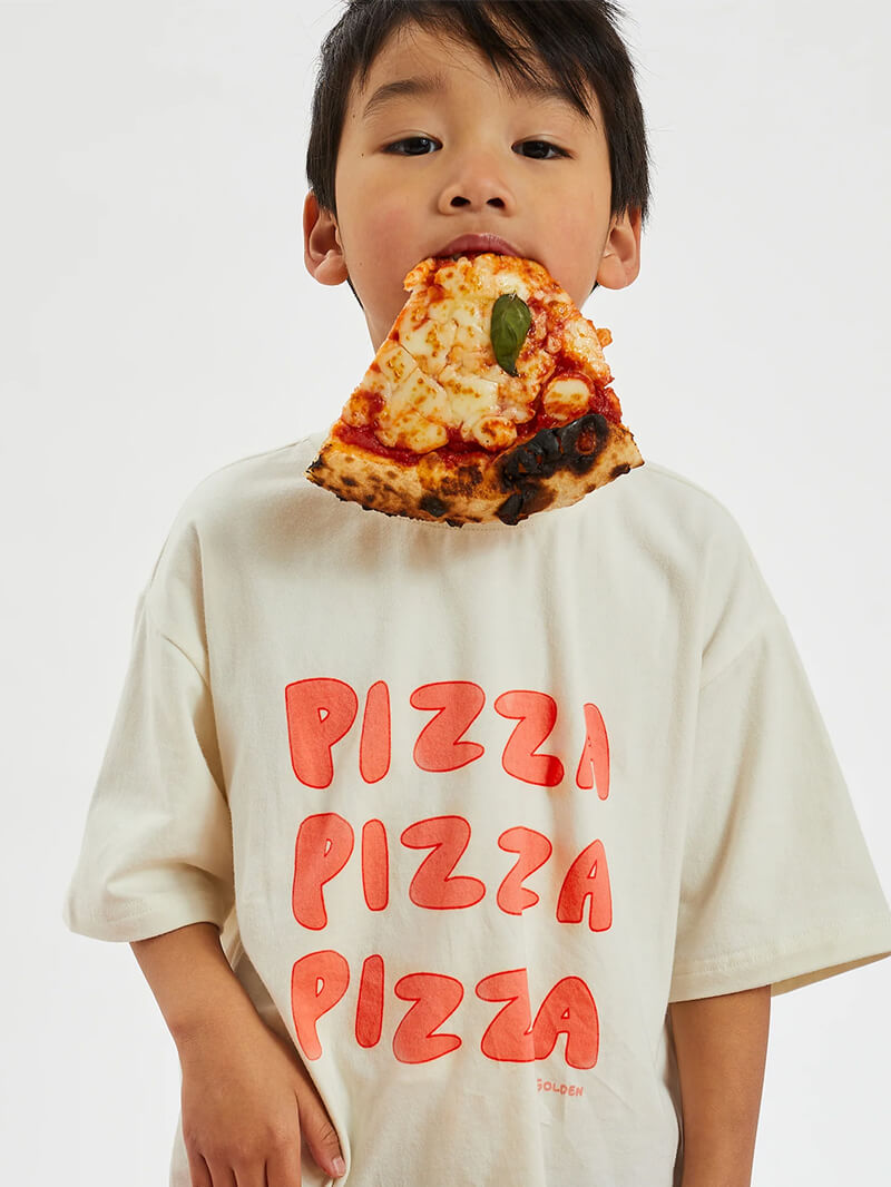 Pizza Mid Sleeve Tee - Eggnog