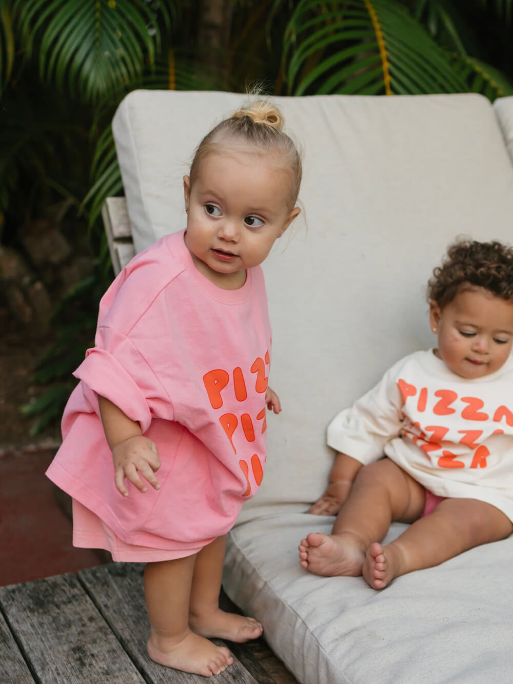 Pizza Mid Sleeve Tee - Meringue Pink