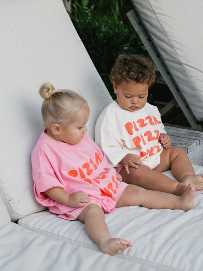 Pizza Mid Sleeve Tee - Meringue Pink