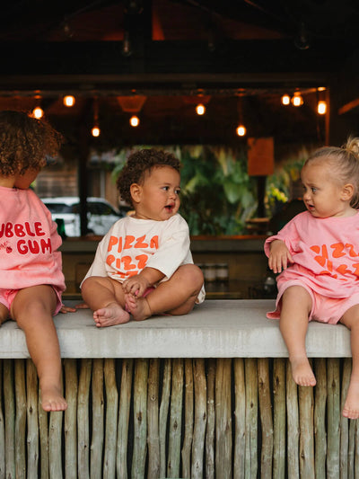 Pizza Mid Sleeve Tee - Meringue Pink