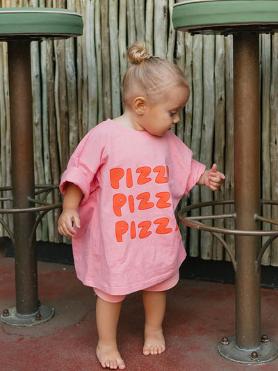 Pizza Mid Sleeve Tee - Meringue Pink