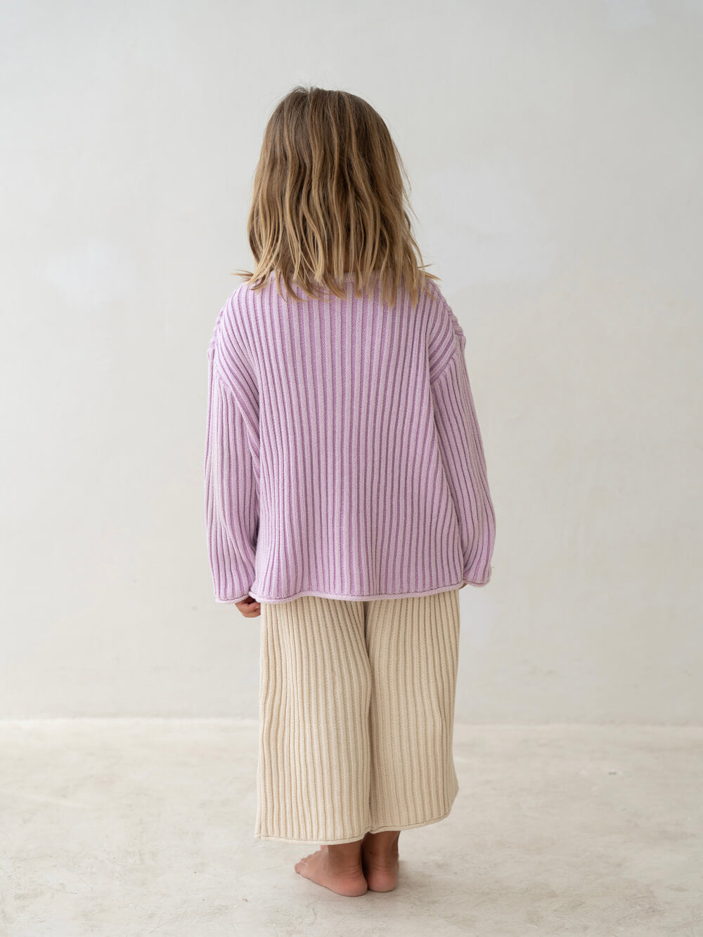 Essential Organic Ribbed Knit Jumper - Mauve Stripe
