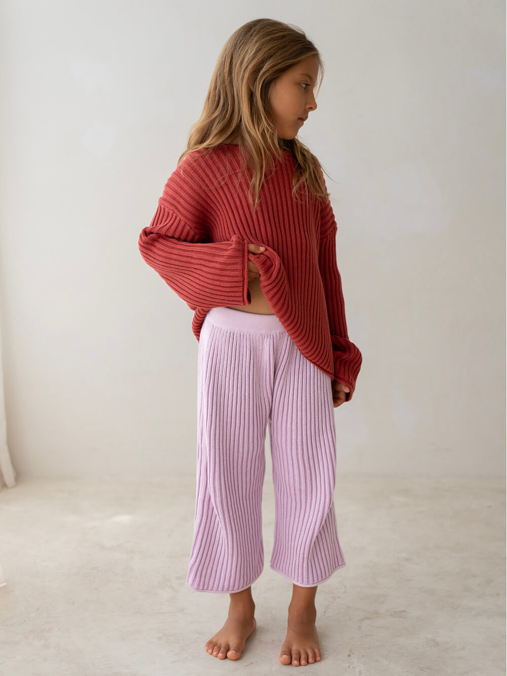 Essential Organic Ribbed Knit Jumper - Brick