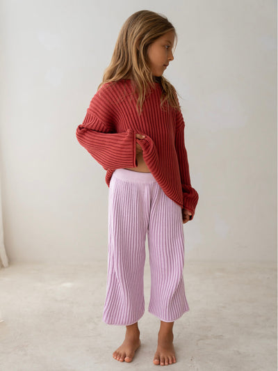 Essential Organic Ribbed Knit Jumper - Brick