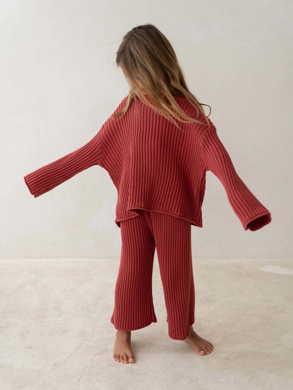 Essential Organic Ribbed Knit Jumper - Brick