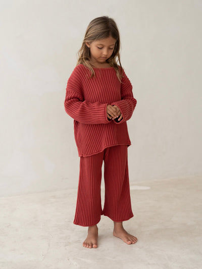 Essential Organic 3/4 Knit Pants - Brick