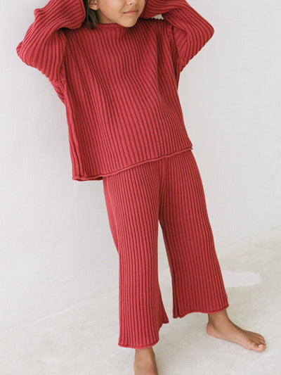 Essential Organic 3/4 Knit Pants - Brick