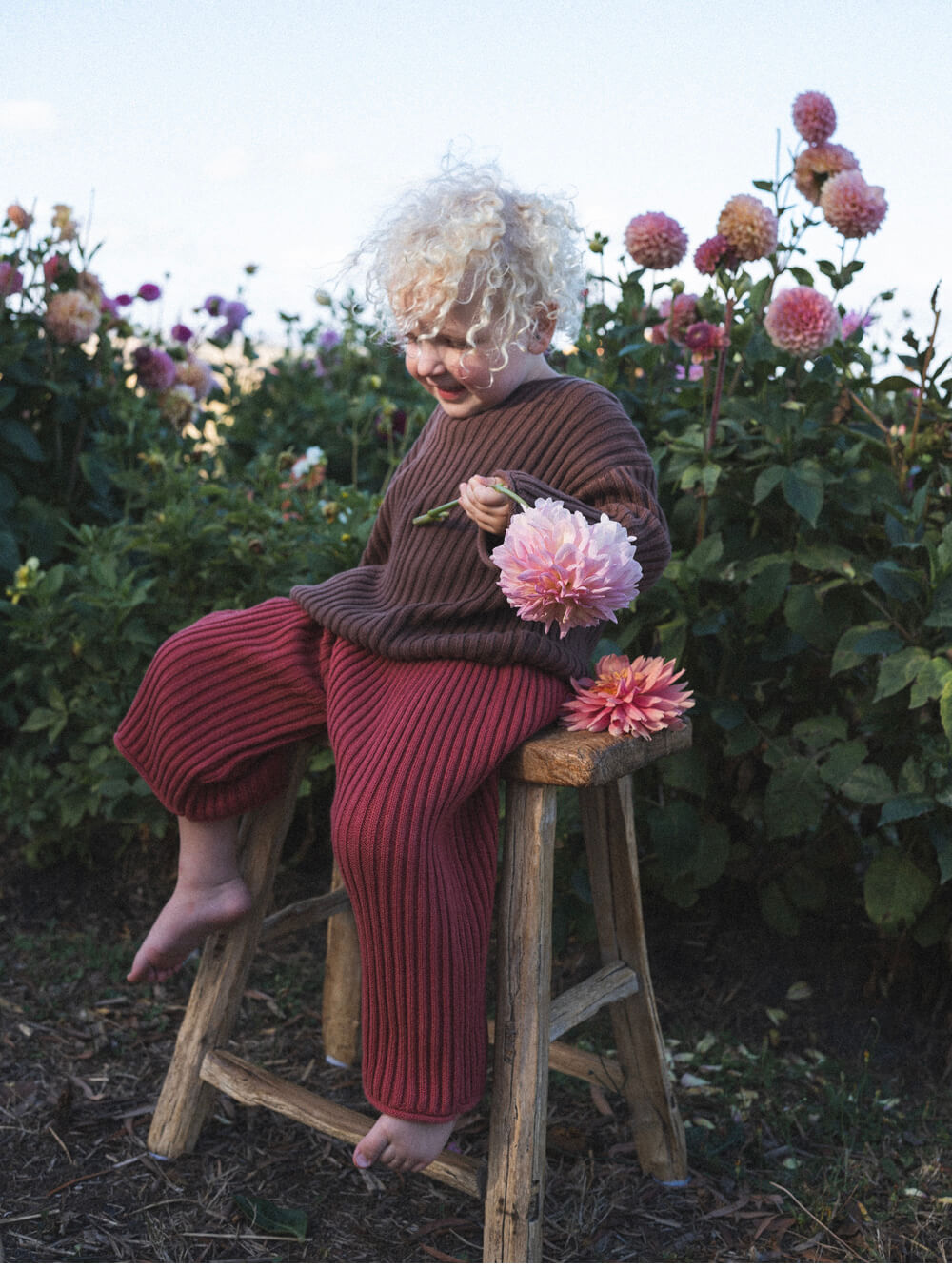 Essential Organic 3/4 Knit Pants - Brick