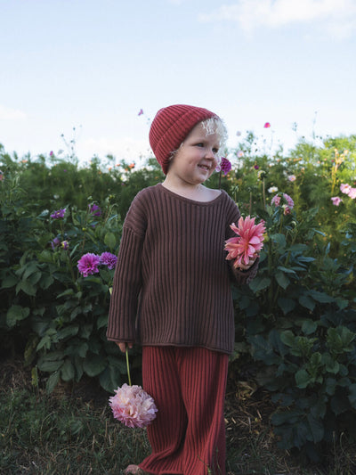 Knit Beanie - Brick