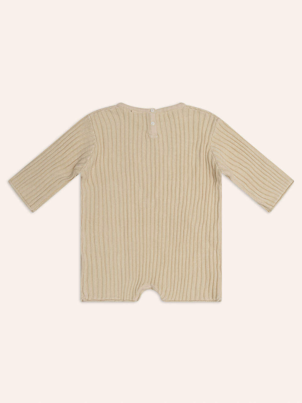 Essential Organic Knit Long Sleeve Romper - Biscuit