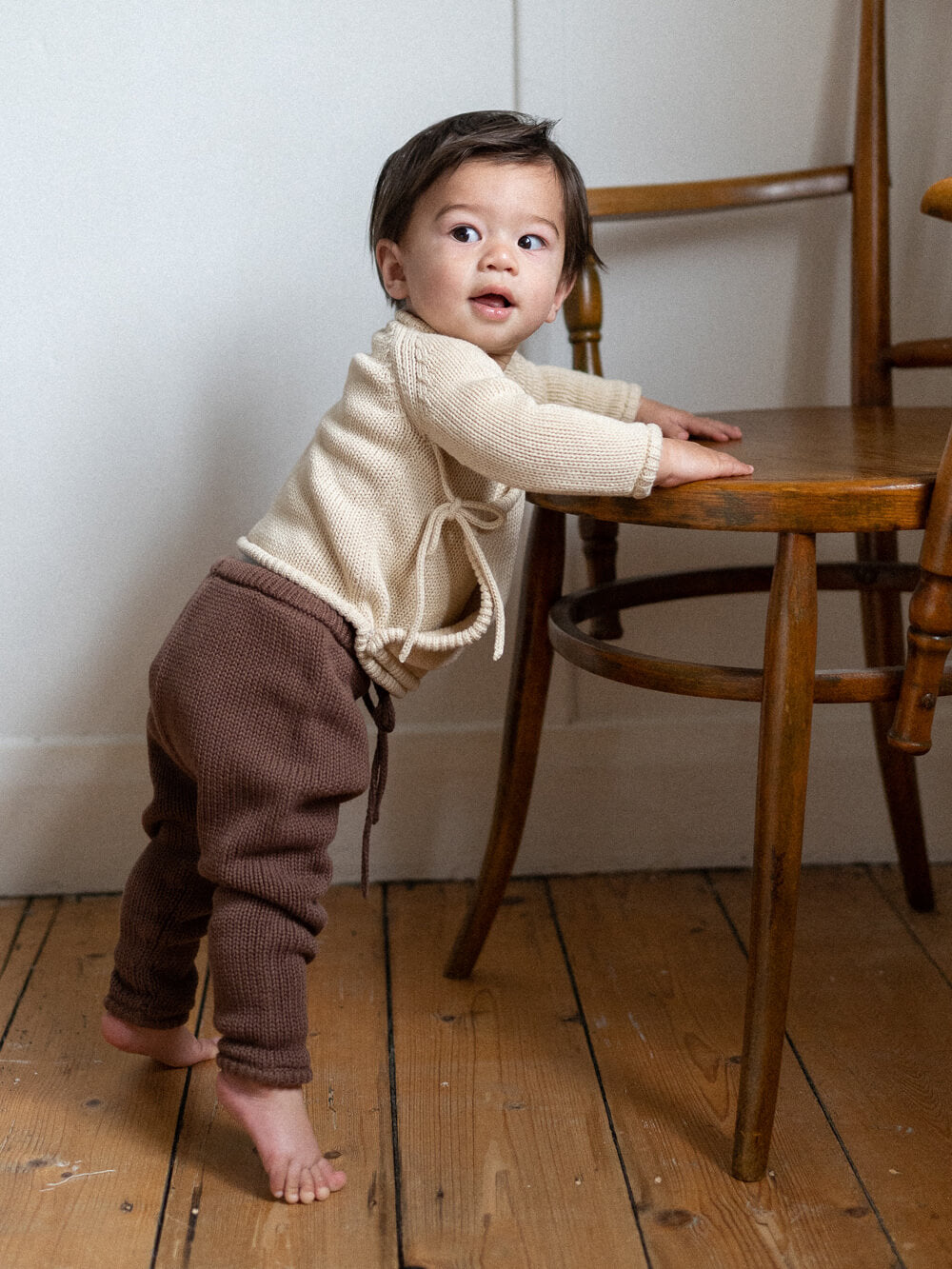 Poet Knit Wrap Jumper - Biscuit