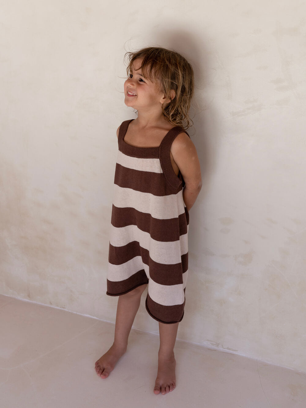Lightweight Knit Romper - Choc Stripe