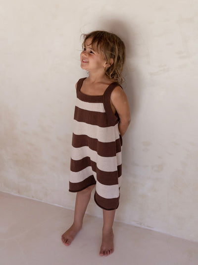 Lightweight Knit Romper - Choc Stripe