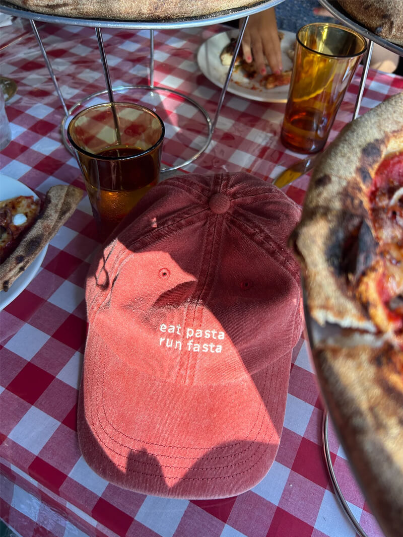 Eat Pasta Run Fasta Dad Cap - Washed Red