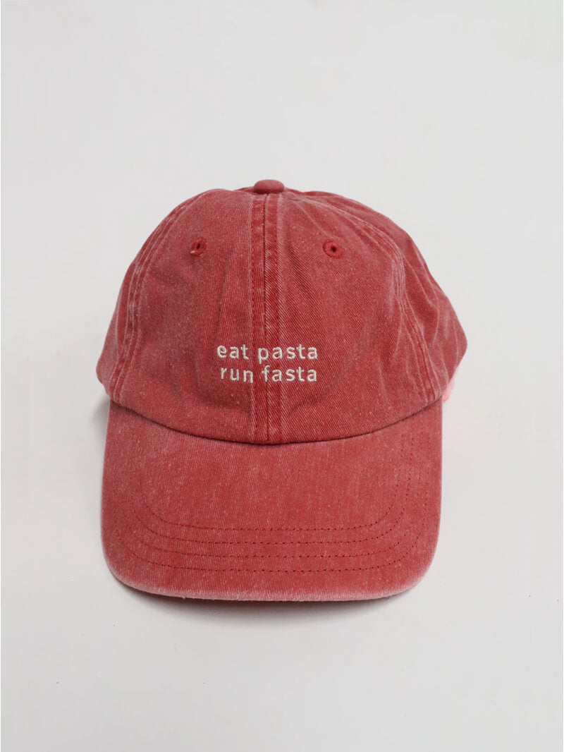 Eat Pasta Run Fasta Dad Cap - Washed Red