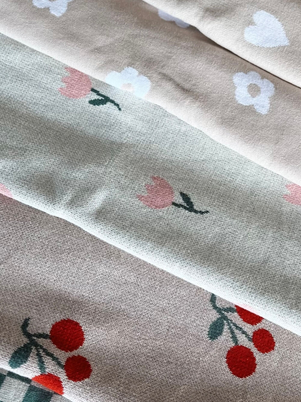 Organic Cotton Knitted Baby Blanket - Red Cherry
