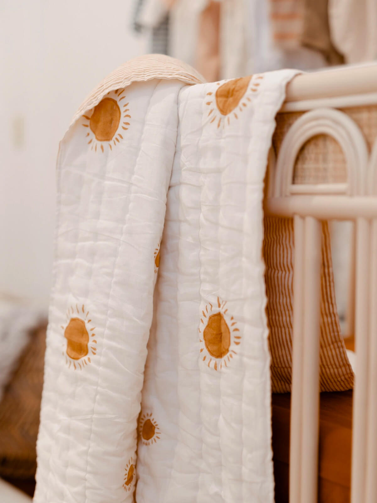 Cotton Filled Cot Quilt - Sandalwood Suns