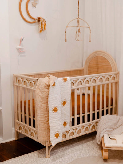 Cotton Filled Cot Quilt - Sandalwood Suns