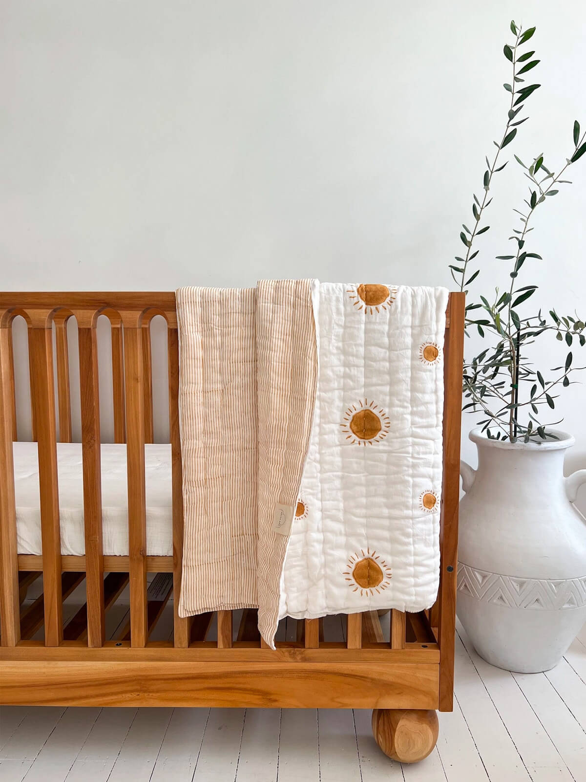 Cotton Filled Cot Quilt - Sandalwood Suns