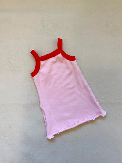 Elsie Mini Ribbed Dress - Pink/Red