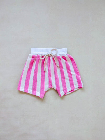 Pippa Terry Towelling Striped Shorts - Pink
