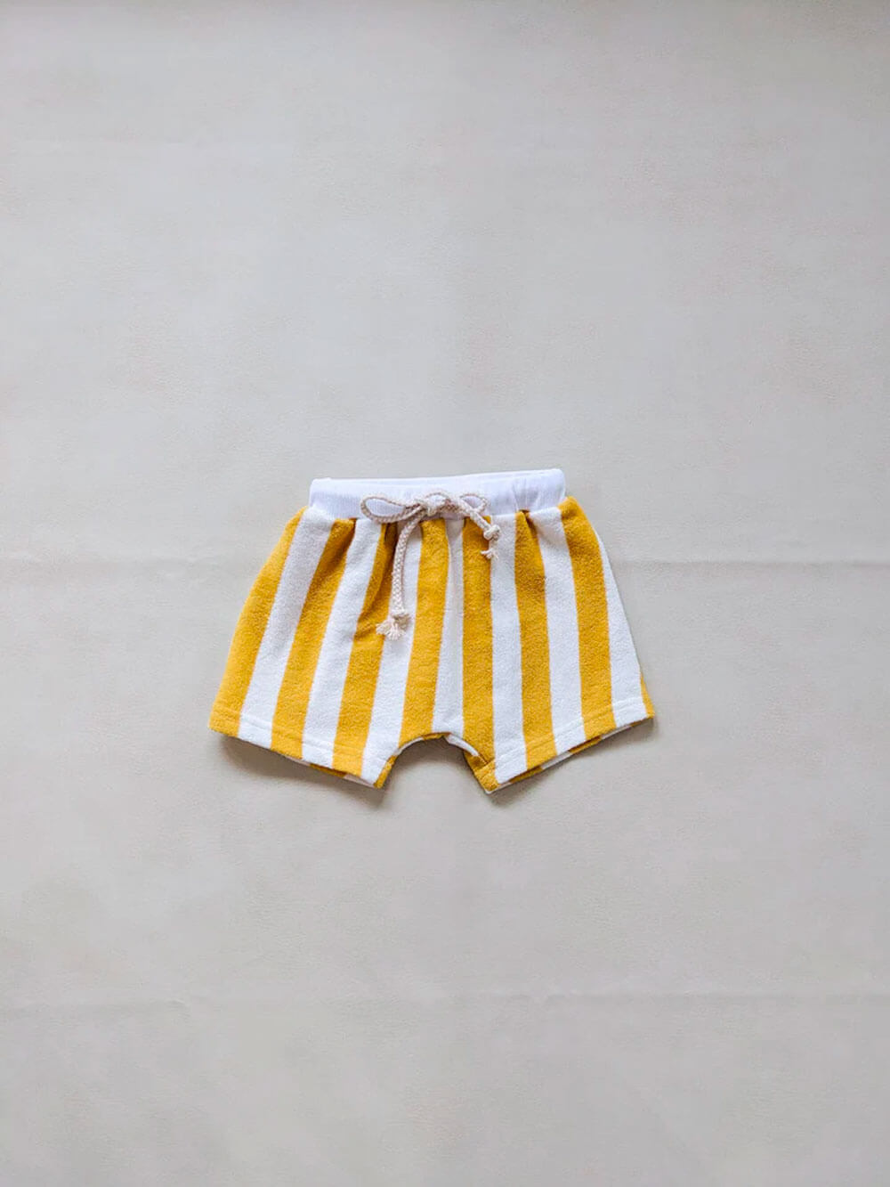 Pippa Terry Towelling Striped Shorts - Yellow