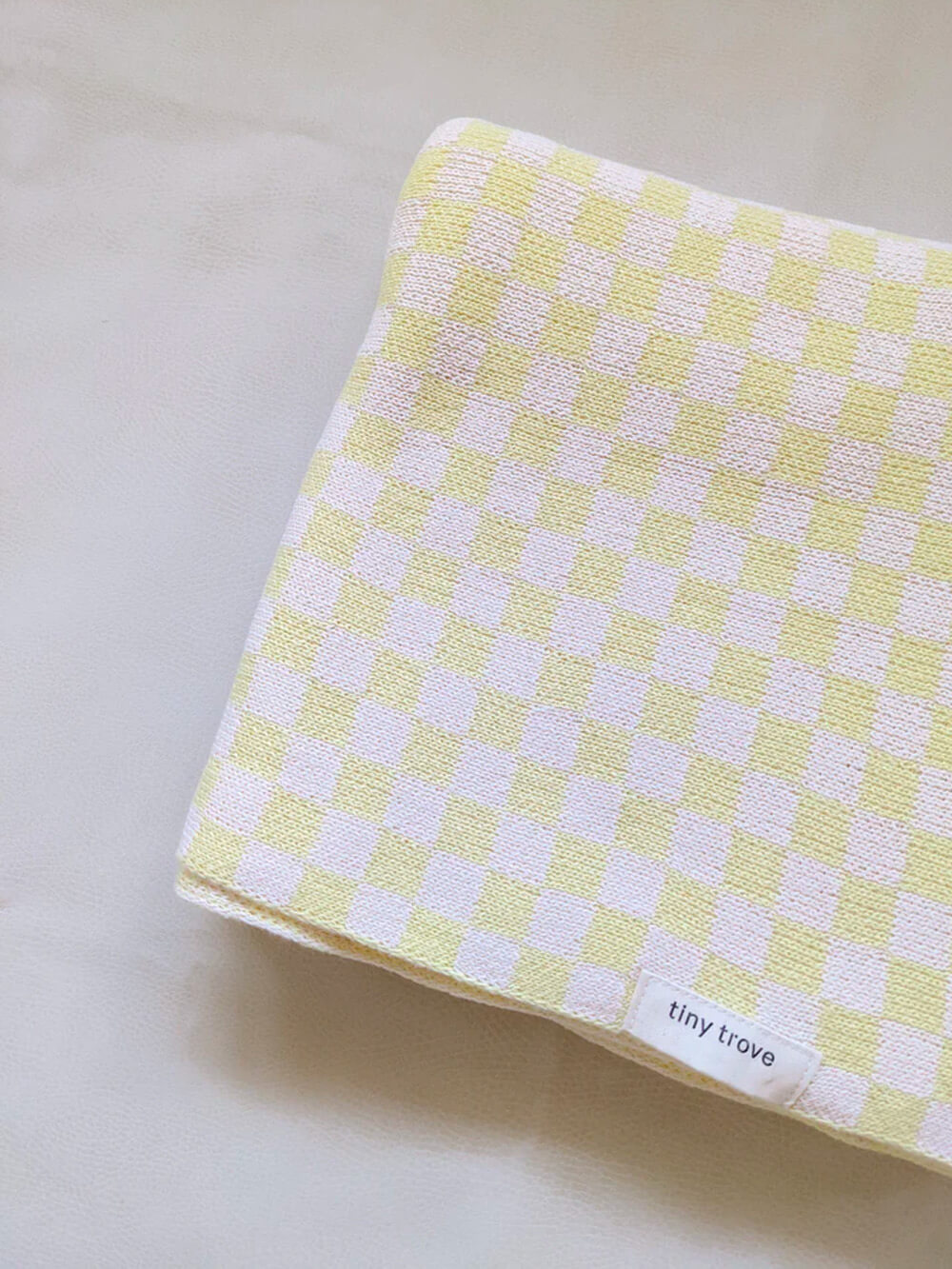 Revie Checkerboard Knit Blanket - Lemon