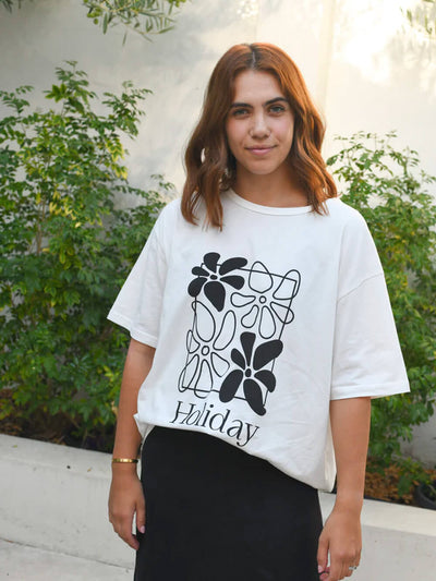 Holiday Relaxed Tee - White/Black