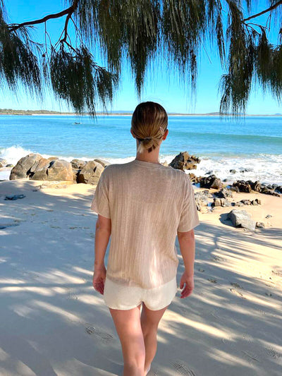 Ladies Beach Knit Shorts - Milk