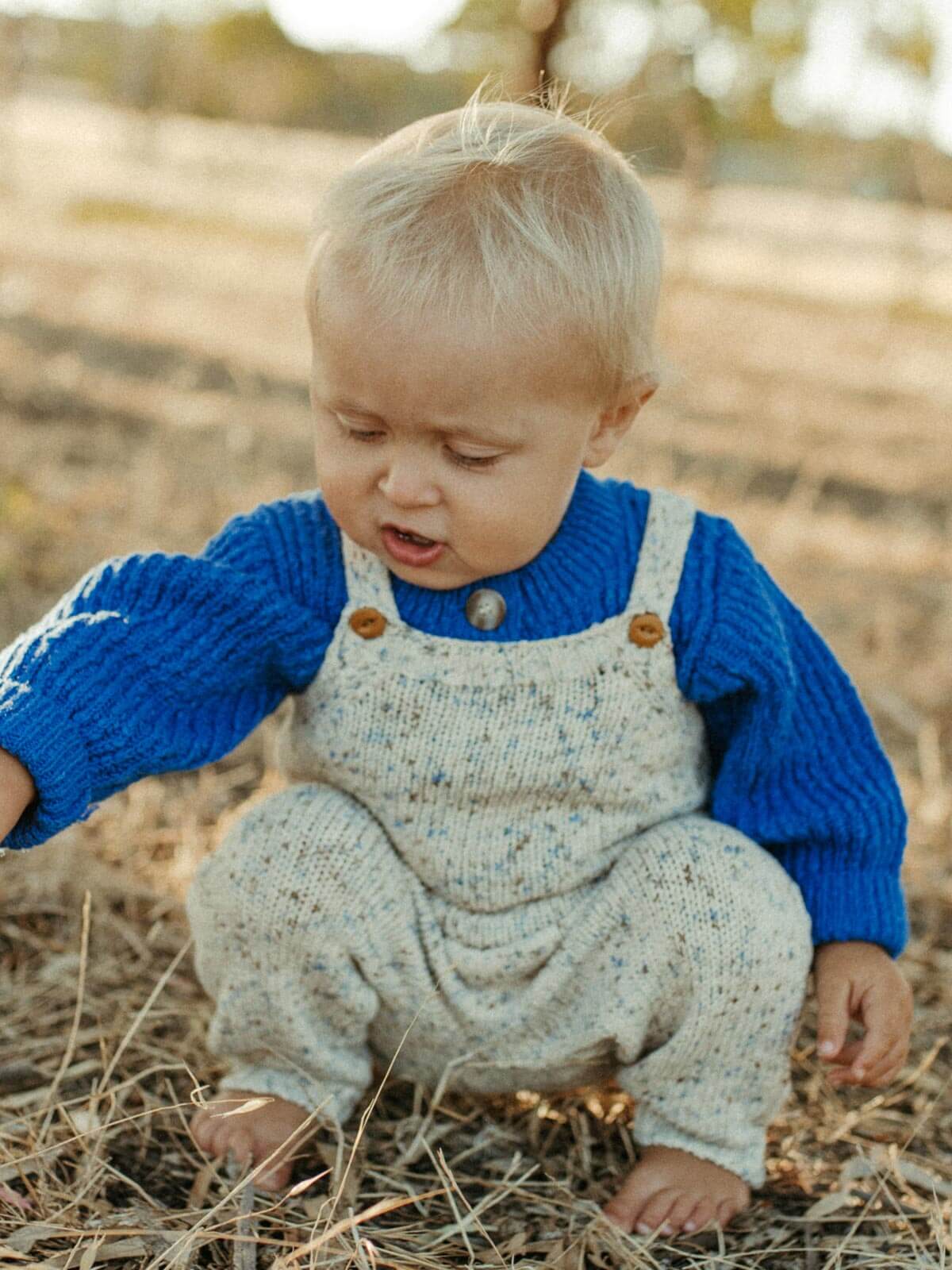 Organic Funfetti Knit Overalls - Sea