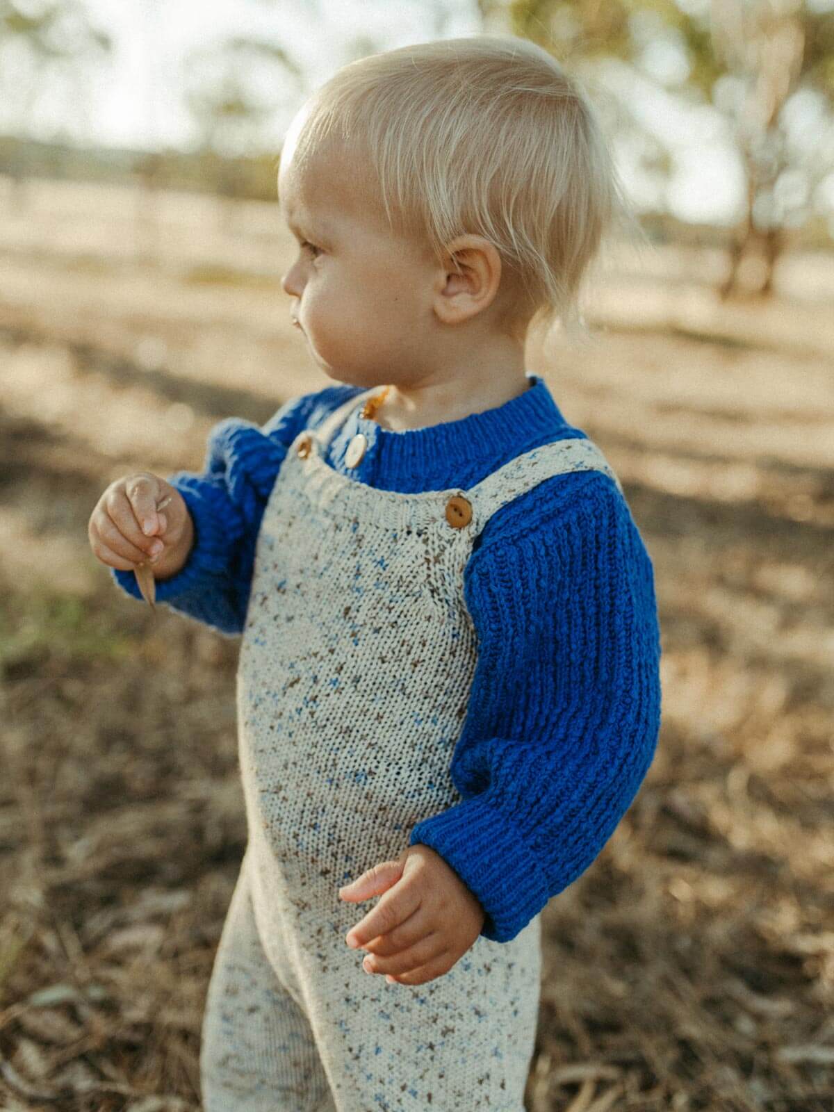 Organic Funfetti Knit Overalls - Sea