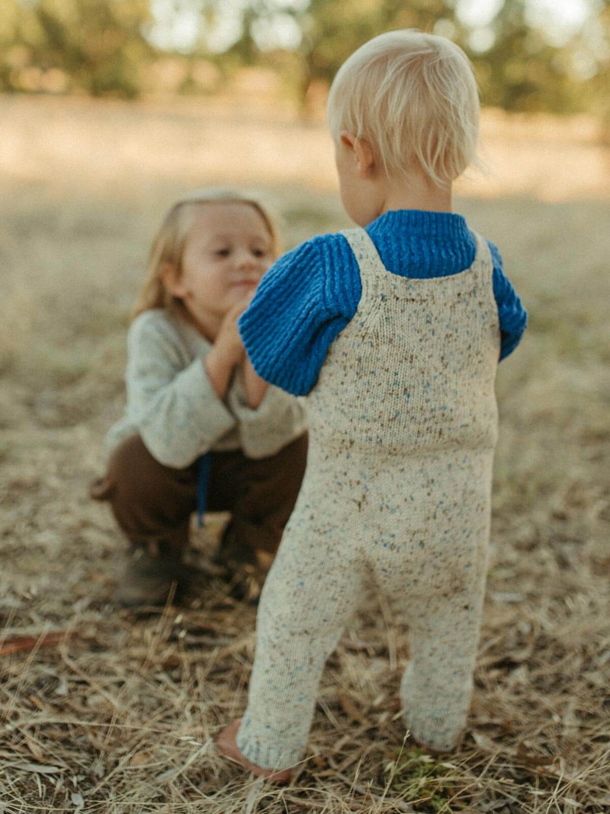 Organic Funfetti Knit Overalls - Sea