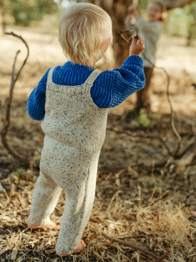 Organic Funfetti Knit Overalls - Sea