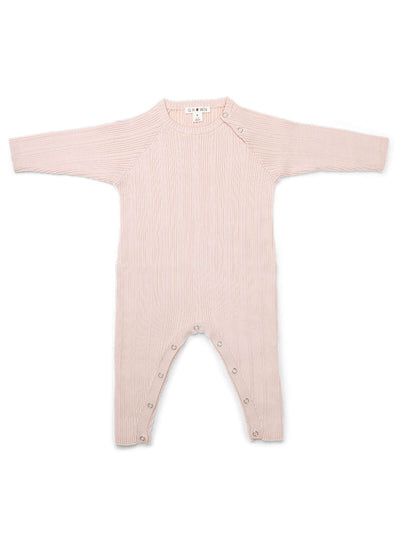 Organic Ribbed Knit Jumpsuit - Pink Salt