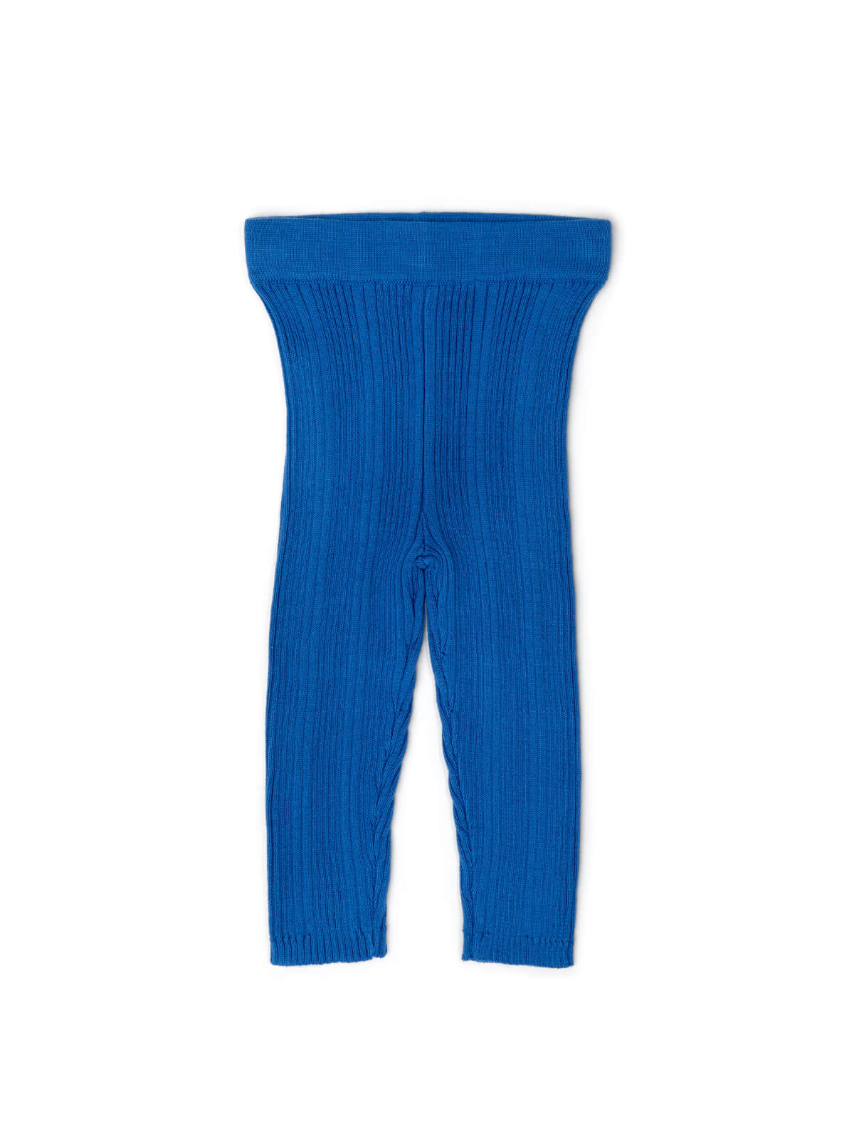 Organic Ribbed Knitted Leggings - Cobalt