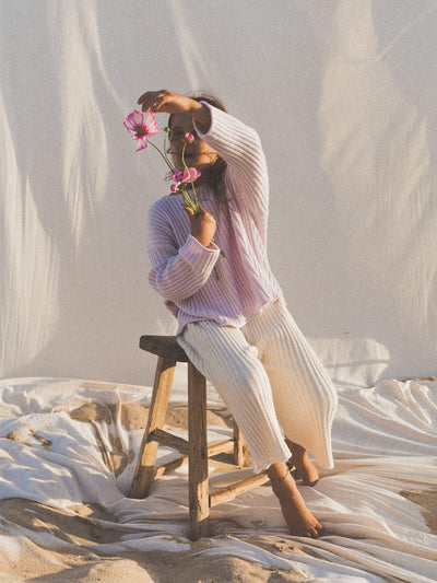 Essential Organic 3/4 Knit Pants - Vanilla