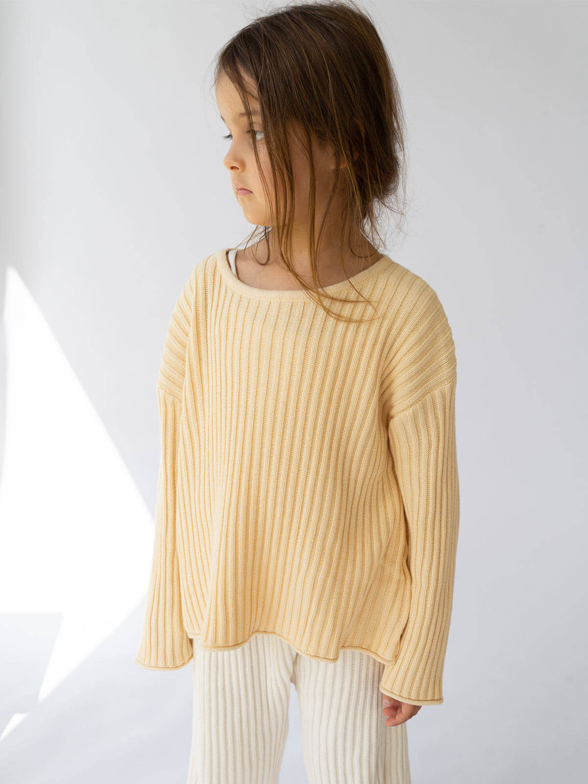 Essential Organic Ribbed Knit Jumper - Butter